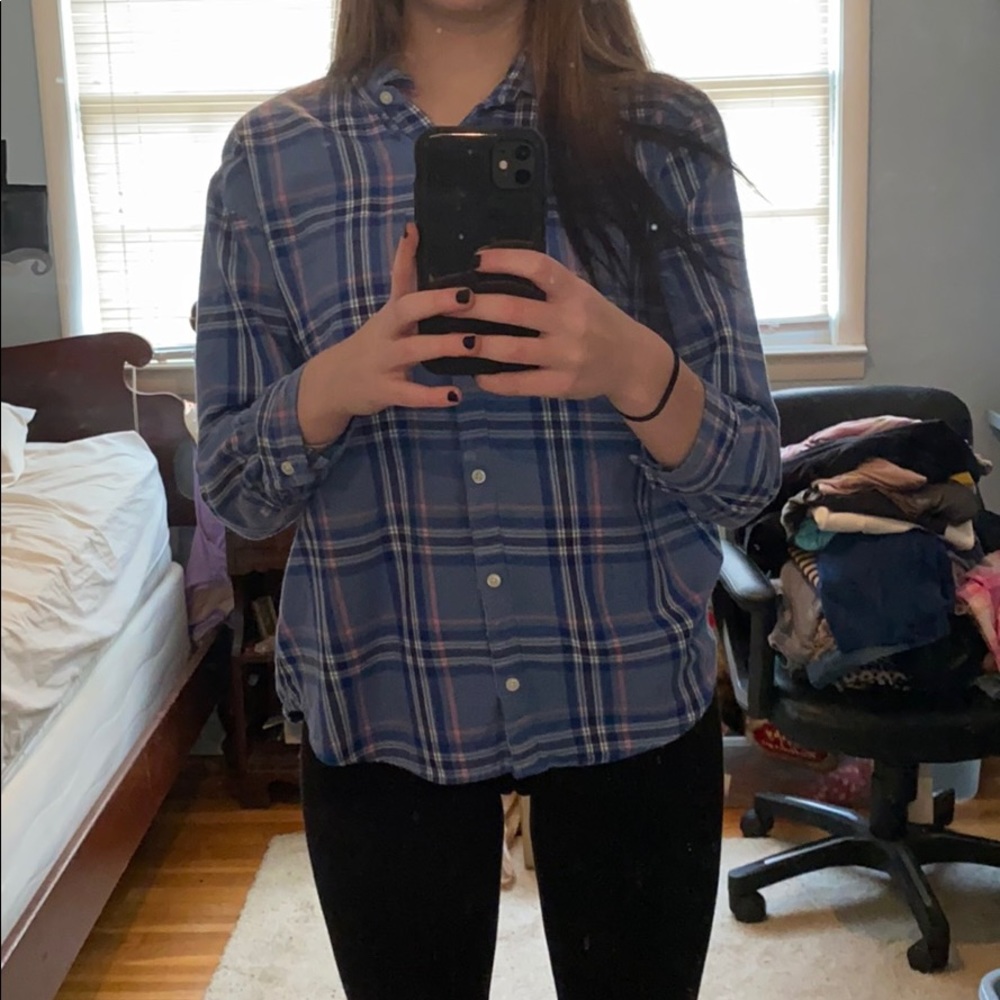 Plaid, long sleeve, buttoned down, old navy shirt